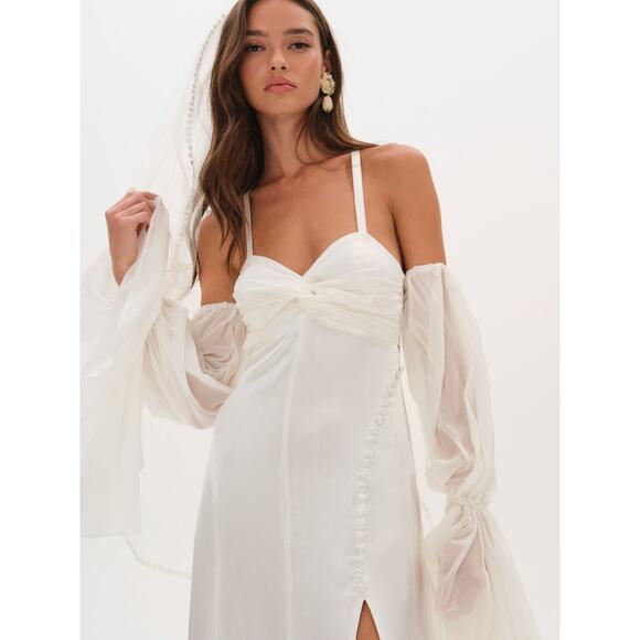 For Love & Lemons Esme Satin Bridal Gown - L - Picture 7 of 7